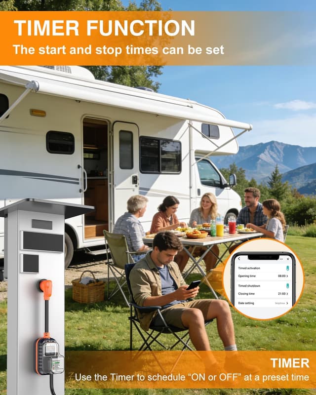 Detalle de GEARGO New-Gen RV Surge Protector 30 Amp with Bluetooth App, 15000J Circuit Analyzer, IP68