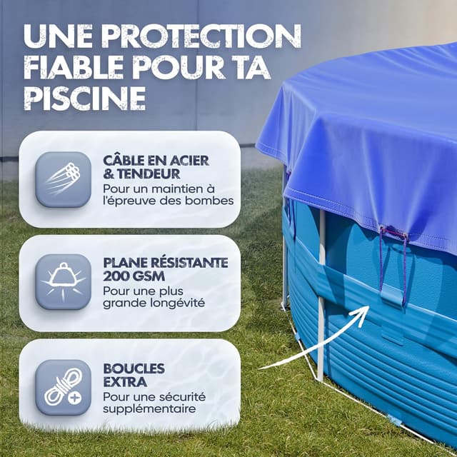 Detalle de LAINFELD bâche piscine 420 cm bleu/noir