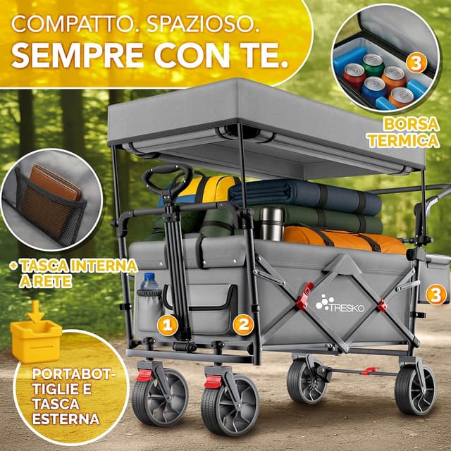 Thumbnail 2 de TRESKO Carrello pieghevole con tetto 150 kg 🛒
