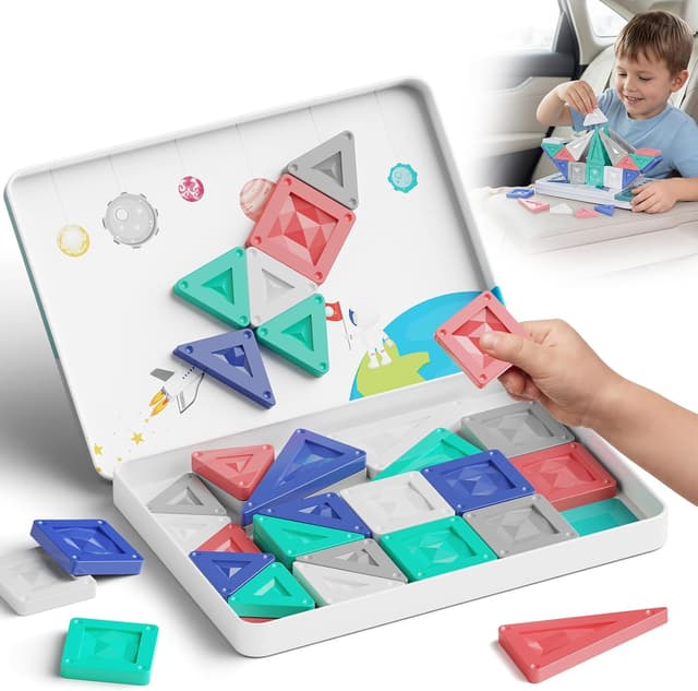 Detalle de YOGOHEE Mattoncini magnetici da viaggio Montessori (40 pezzi) con scatola di latta