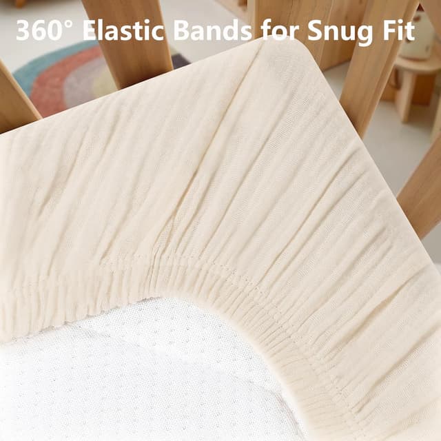 Detalle 2 de Peepeemax Kinder Spannbettlaken 70x140 cm aus Musselin (2er Pack) – hellbraun