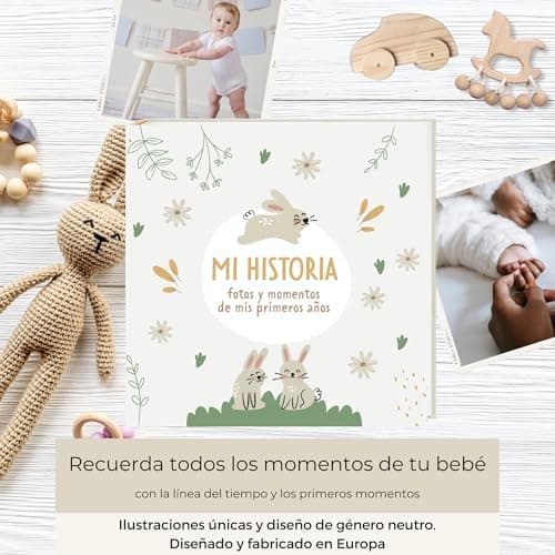 Detalle de HuBorns HUBORNS: libro de recuerdos del bebé (nacimiento a 5 años) con álbum y diario