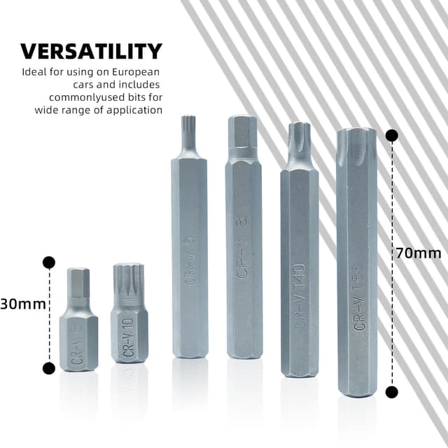 Detalle 2 de Jeu d’embouts CCLIFE Torx et douilles CR-V 40 pièces (XZN M5 à M12, H4 à H12, T20 à T55) avec adaptateurs 1/2" et 3/8