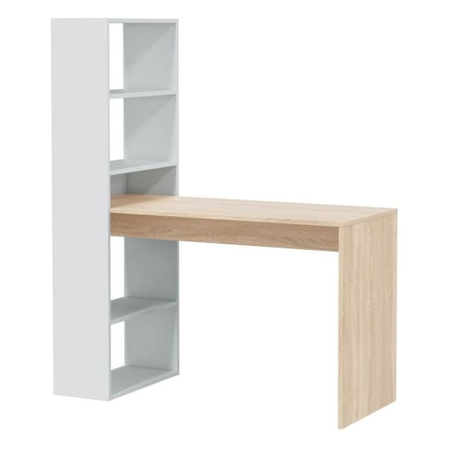 Detalle 2 de Habitdesign Duplo Mesa de escritorio con estantería blanca