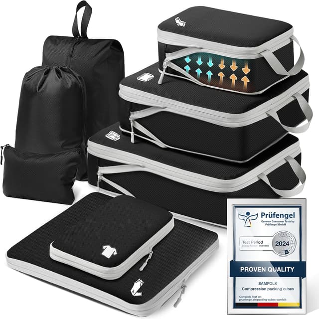 Detalle de Samfolk Compression Packing Cubes – Extensible organiser bags