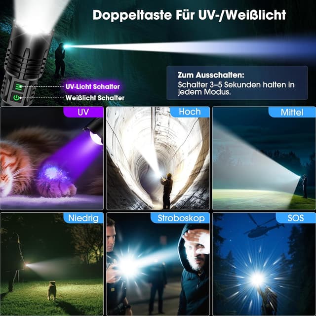 Detalle de Karrong 395nm UV Taschenlampe 4500mAh