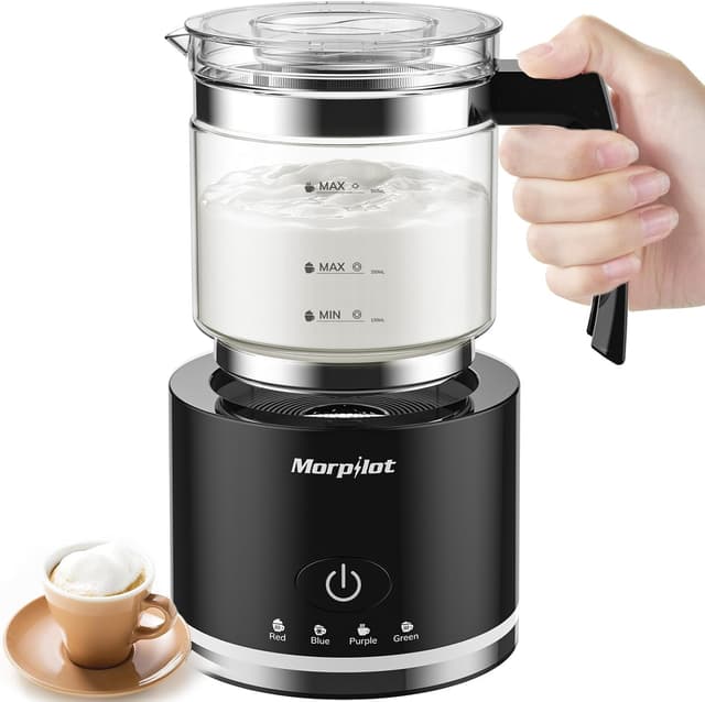 Detalle de Morpilot Milk Frother in Vetro Morpilot: montalatte elettrico 4 in 1 da nero