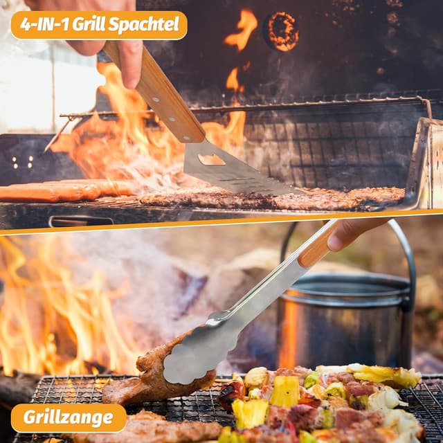 Detalle de PURPLEBIRD Grillbesteckset 5-teilig aus Edelstahl