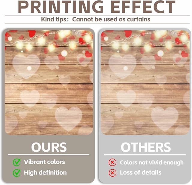 Detalle de Luminora 7x5ft Rustic Wooden Valentine’s Day Fabric Photography Backdrop with Love Heart Balloons & Glitter