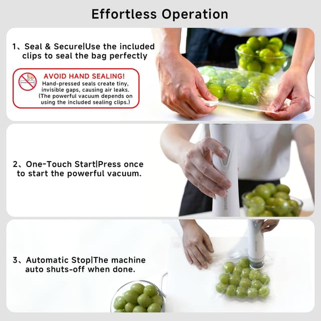 Detalle 2 de Mehomeli Compact Vacuum Sealer 60kPa