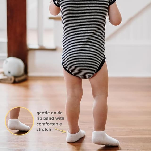 Detalle de Burt's Bees Baby Girls' Ankle Socks with Non-Slip Grips (6-Pack)