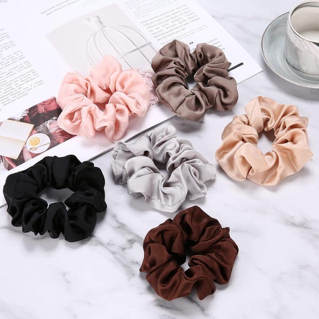 Thumbnail 6 de Lolalet Seide Scrunchies 6 Stück Silk Haargummi Groß für Damen