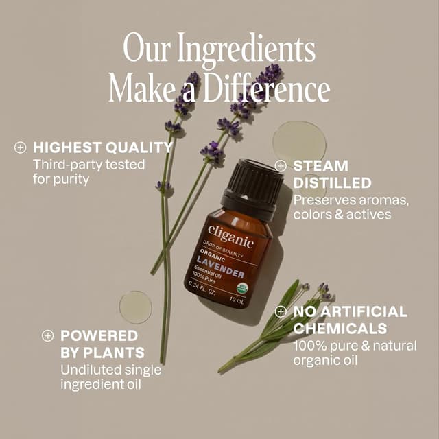 Detalle de Cliganic Organic Lavender Essential Oil for Diffuser