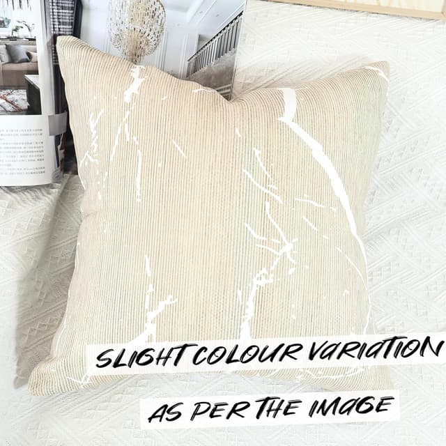 Detalle 2 de OYIMUA 2er Set Deko-Kissenbezüge 50x50 Beige aus Chenille