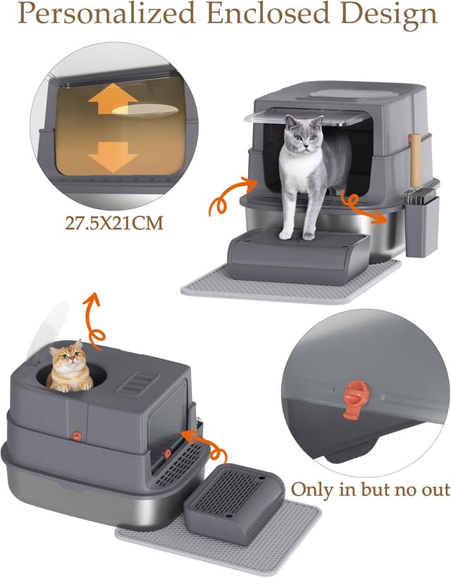 Thumbnail 2 de Stainless Steel Cat Litter Box with Lid