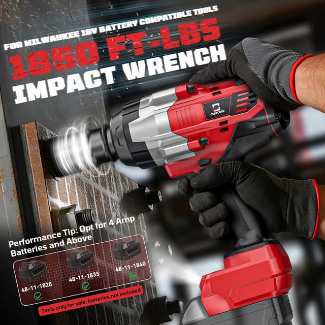Detalle 2 de Cerycose 3/4 in Cordless Impact Wrench (Milwaukee 18V Compatible) 1850 ft-lbs Brushless, Bare Tool Only