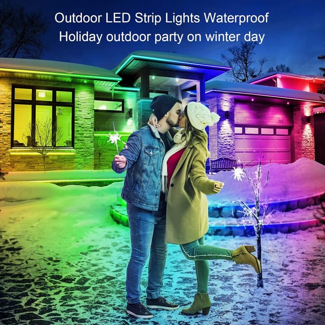 Detalle 2 de LETIANPAI Outdoor LED-Strip (60 m/200 ft), IP68, mit App & Fernbedienung, Musik-Sync RGB