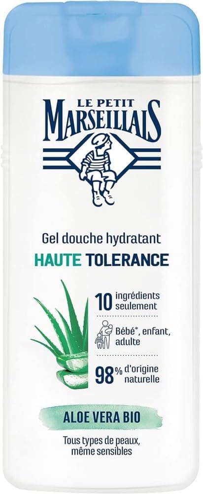 Detalle de Le Petit Marseillais Feuchtigkeitsspendendes Duschgel mit Bio-Aloe Vera (400 ml) – 98% natürliche Inhaltsstoffe