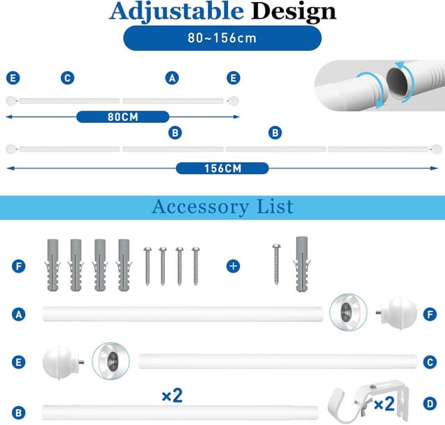 Thumbnail 6 de Yeabett Gardinenstange 80–156 cm