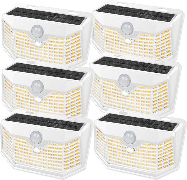Thumbnail 6 de HMCITY Solar Lights Outdoor 120 LED Wall Lights with Motion Sensor (3 Modes) – IP65 Waterproof, 4-Pack, Black Shell