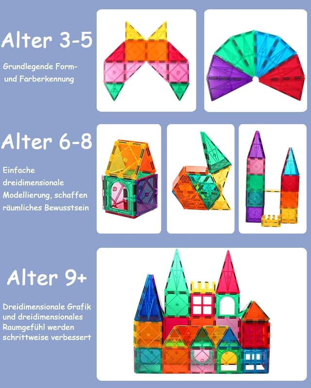 Thumbnail 4 de Costruzioni Magnetici per Bambini 80 Pezzi Set 3D