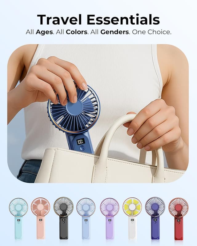 Detalle 2 de TUNISE Handheld Fan (4000mAh) with LED display, 6 speeds and 180° adjustment