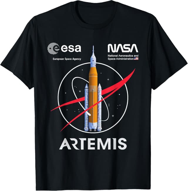 Detalle de NASA Artemis Mission SLS Worm & ESA Logo T-Shirt – klassisches NASA-Design für Fans