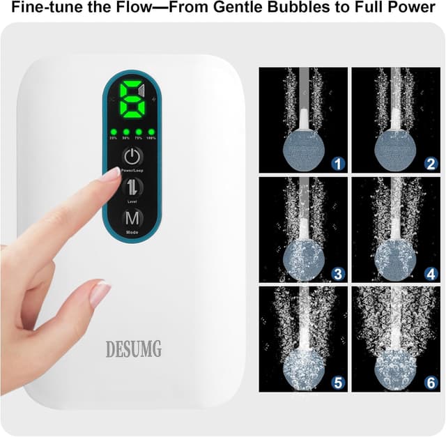 Thumbnail 4 de Desumg Dual Outlet Rechargeable Aquarium Air Pump 6-speed 🎣