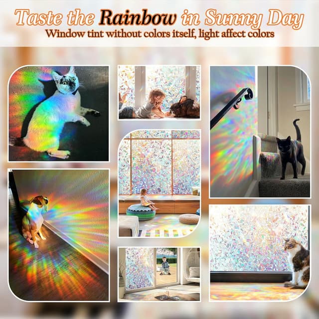 Thumbnail 2 de Dwersty Rainbow Window Privacy Film 17.5×78.74 in 🪟