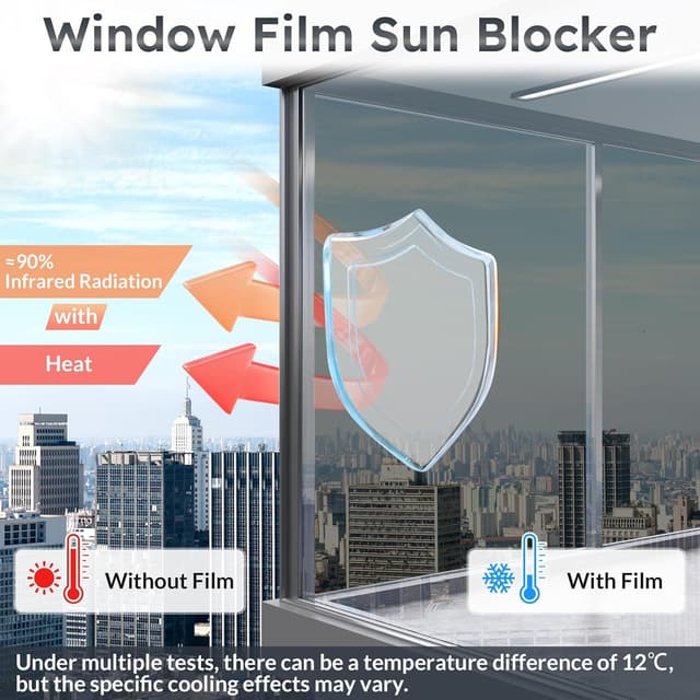 Detalle 2 de rabbitgoo Blackout Window Film 44.5 x 200 cm – privacy & light blocking for glass doors and windows