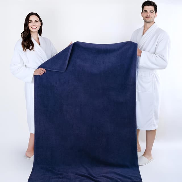 Detalle de Cotton Paradise 100% Cotton Oversized Bath Sheet, 40x80" Turkish Towel (Navy)