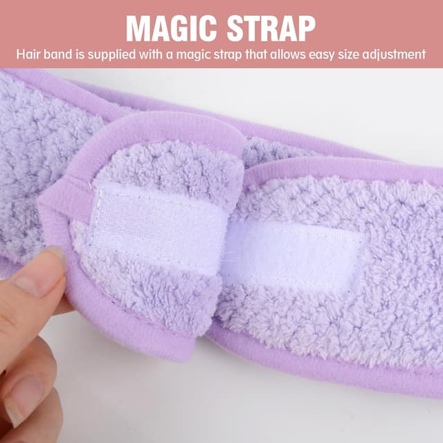 Detalle de KinHwa Kosmetik Stirnband aus Frottee mit 2 Spa-Armbändern (3er-Pack, darkgray) – Haarschutzband mit Klettverschluss