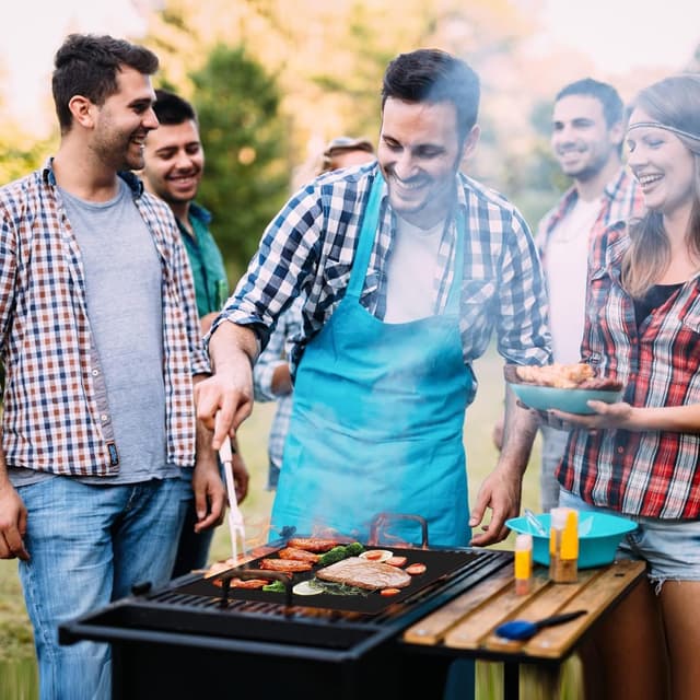 Detalle de SPGOOD BBQ Grillmatte-Set (4-teilig) 40 x 60 cm, antihaft, wiederverwendbar, PFOA-frei