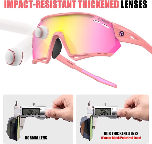 Detalle de X-TIGER Occhiali da ciclismo polarizzati TR90 con 5 lenti intercambiabili