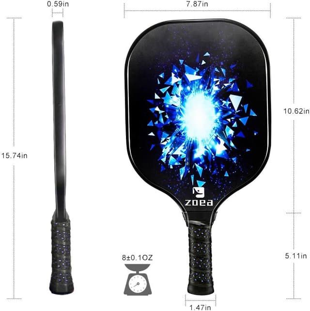 Detalle de ZOEA Pickleball Paddle (Graphite) with carbon fibre surface and polymer honeycomb core