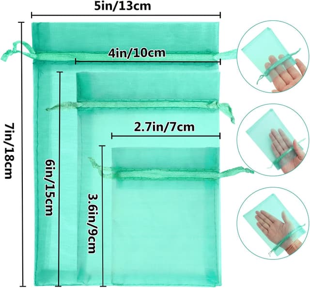Detalle 2 de jijAcraft Türkis Organzasäckchen 10x15 cm