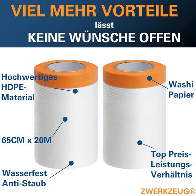Thumbnail 6 de ZWERKZEUG Abdeckfolie mit Klebeband 20m