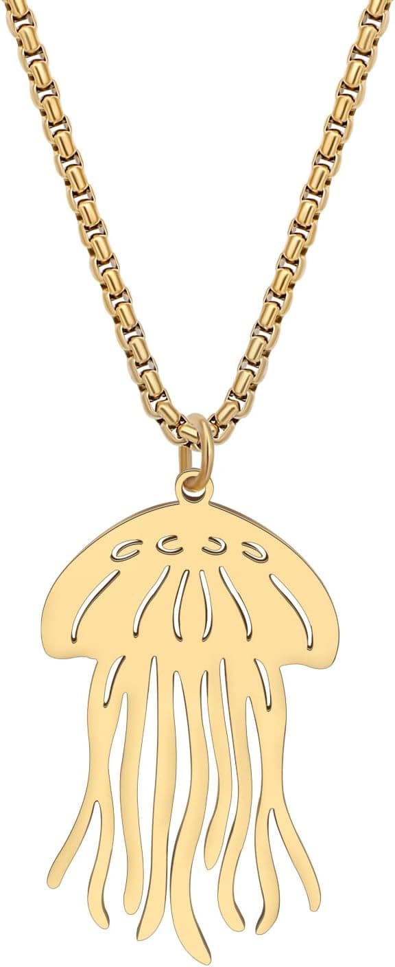 Detalle de Collier BAMAY méduses en acier inoxydable plaqué or 18k