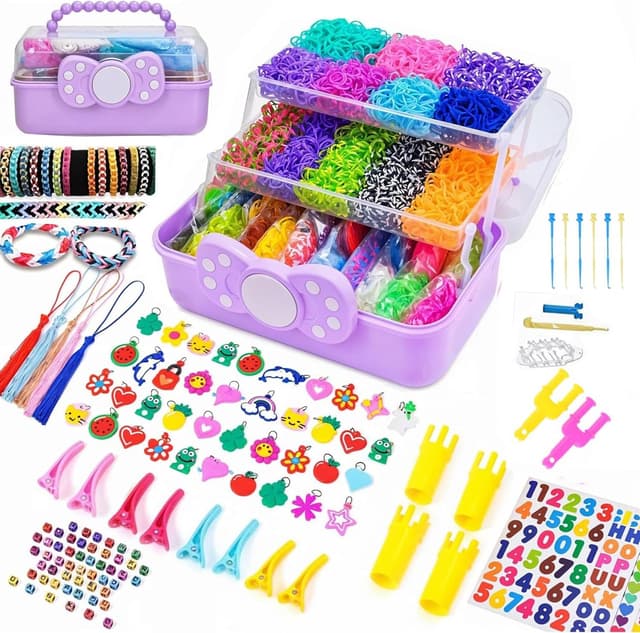 Detalle de DasKid 17,000+ Loom Bands Kit (40 colours) with beads, S-clips, charms and storage box