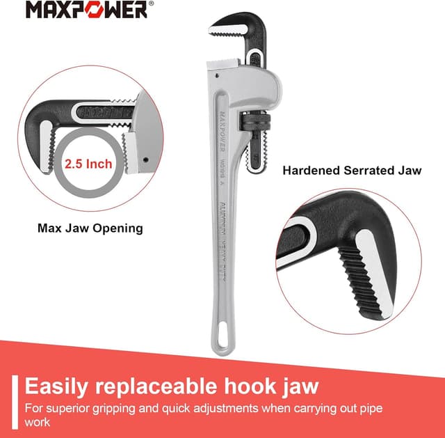 Detalle 2 de MAXPOWER 18" Heavy Duty Pipe Wrench 450mm 🛠