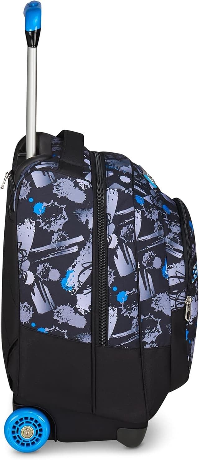 Detalle de Seven Schulranzen mit Trolley-Funktion: Rucksack mit Rollen, zum Ziehen, ab 1. Klasse (blau-schwarz)