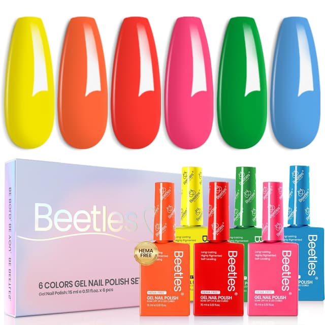 Detalle de Beetles Gel-Nagellack-Set 6 Neonfarben