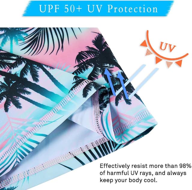 Detalle de Fanient girls two-piece short sleeve swimsuit (UPF 50+), age 4–10