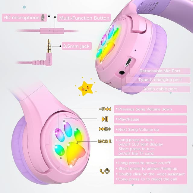 Thumbnail 4 de Riwbox CF9 Kids Bluetooth Headphones 85dB