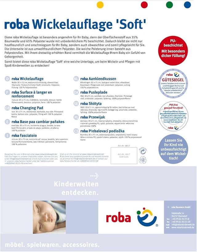 Imagen de roba Liebhabär Colchón cambiador 85 x 75 cm en OfertitasTOP