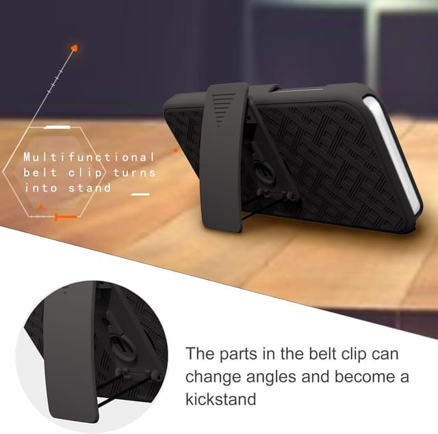 Detalle de Ailiber Designed for iPhone 15 Pro Case with Stand & Belt Clip Holster (Black) + Full Screen Protector