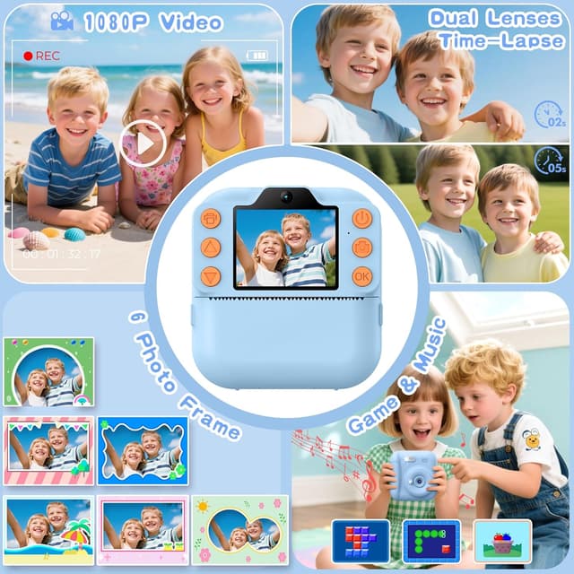 Thumbnail 2 de Coxlame Kids Instant Print Camera 1300mAh