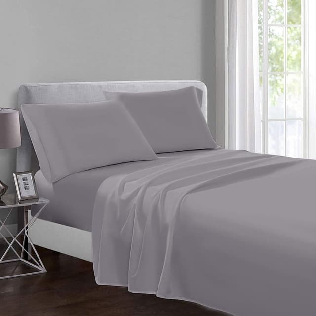 Detalle de Yorkshire Bedding Single Flat Sheet in 100% Egyptian Cotton (200 Thread Count) – Grey