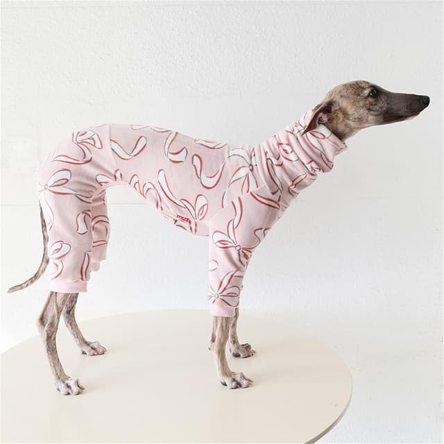 Detalle 2 de BT Bear Lightweight Italian Greyhound Jumper Turtleneck Whippet Pyjamas Onesie (Pink Ribbon), XXL