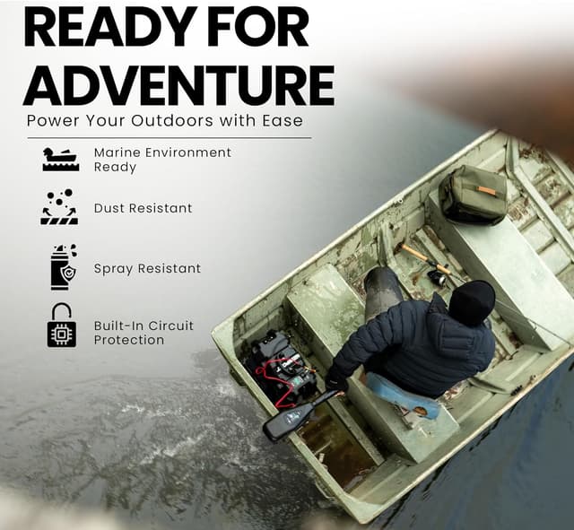 Detalle de Newport Trolling Motor Smart Battery Box Power Center (Medium) with USB and DC Ports